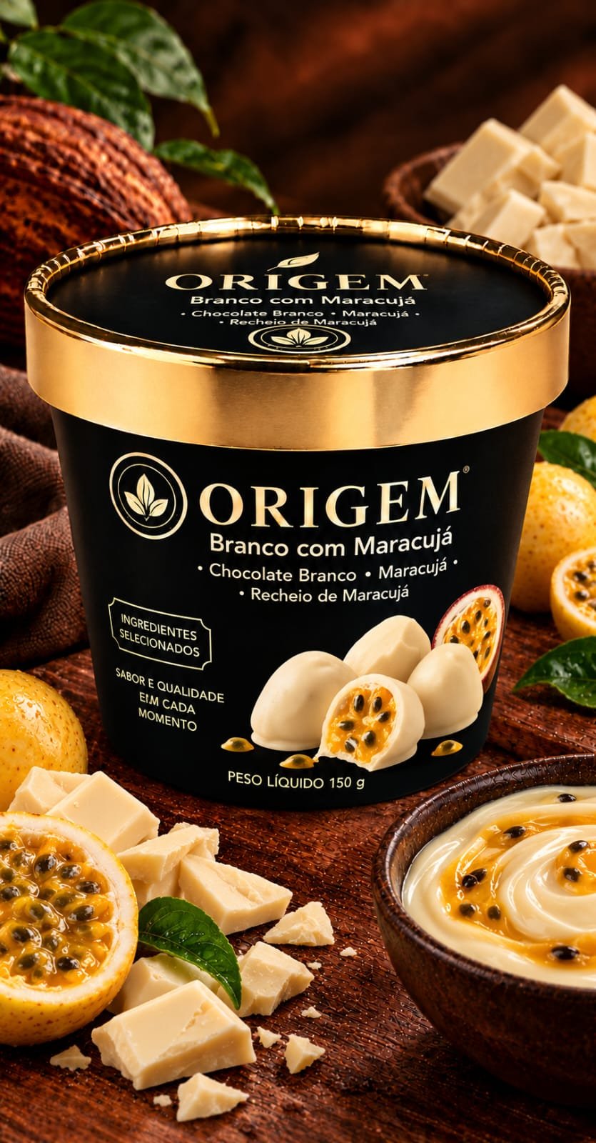 Chocolate Branco com Maracujá Banana passa